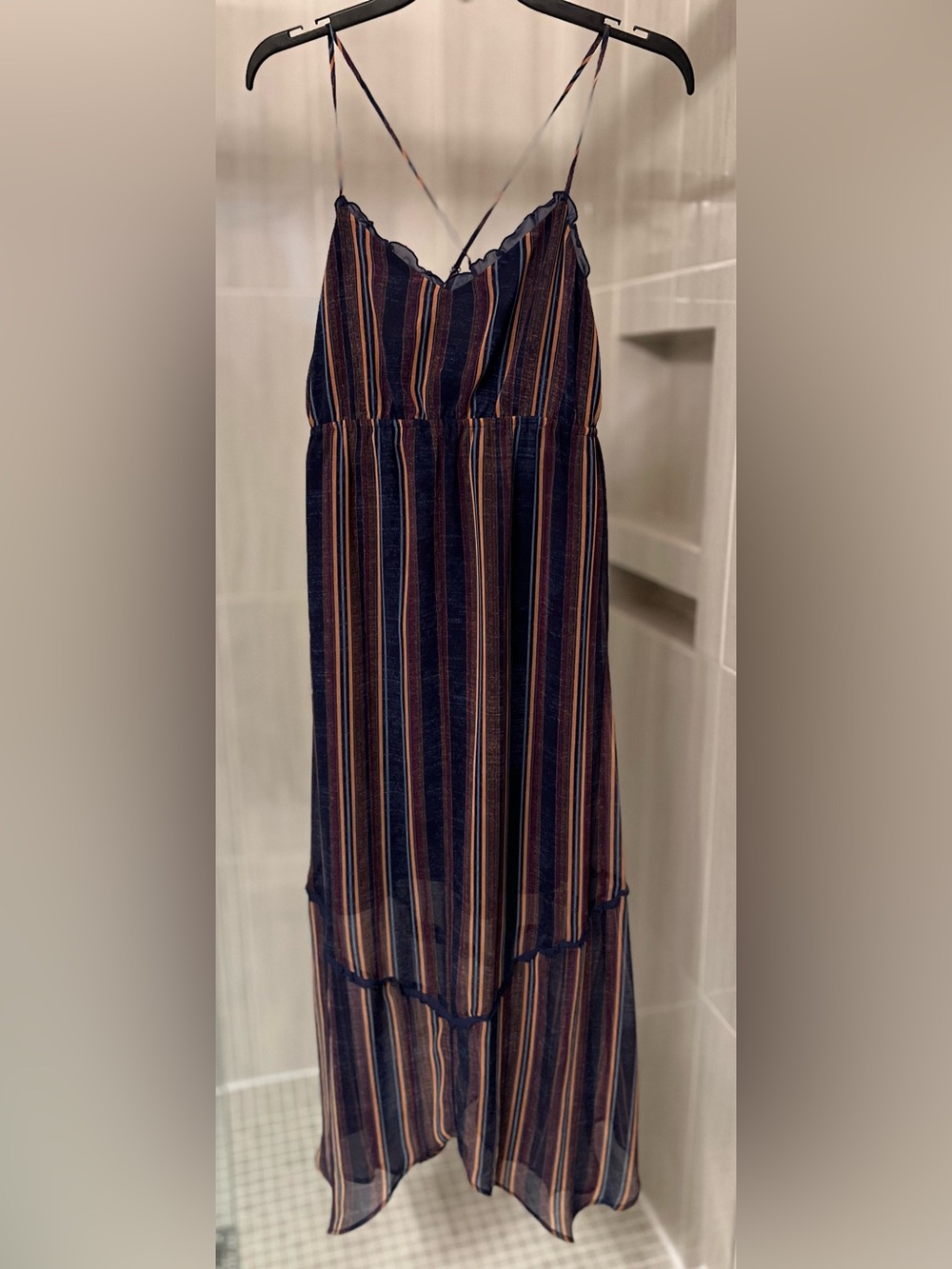 NWT BCBGeneration Striped Asymmetrical High-Low Cami Maxi Dress